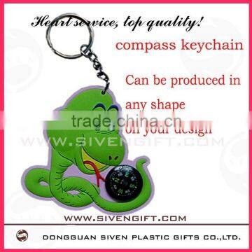 customized snake shape keychain with compass for promotional use