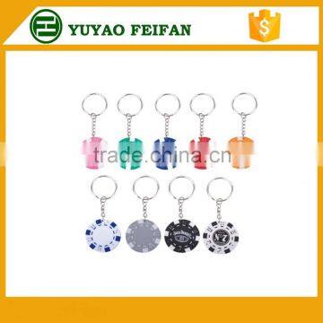 poker chip style plastic and metal keyring