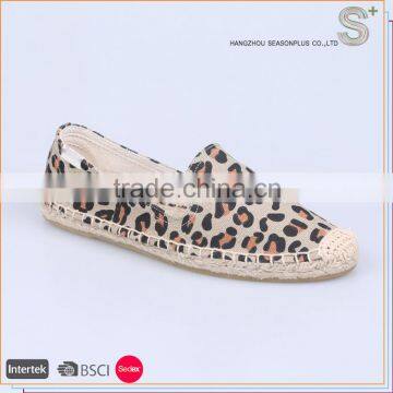 High quality leopard printing espadrilles ladies loafer shoes