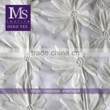 Newest Design white flower beads sequin embroidered bridal laces fabrics