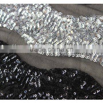Latest Black and Silver Wave Sequin Pattern Textile Fabric, Sequin Fabric Textile for Home Textile photo-5