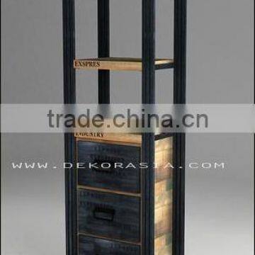 Boat Wood Rack With 3 Drawers