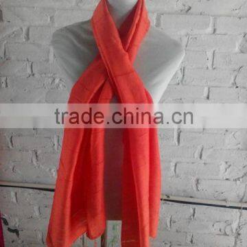 Orange long silk scarf made in Vietnam, beautiful scarves