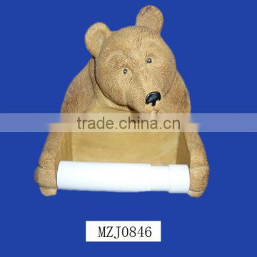 Wall Decor Brown Bear Resin Toilet Paper Holder