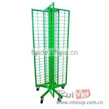 4 Sided Spinning Metal Grid Mesh Display Rack with Sign Holder