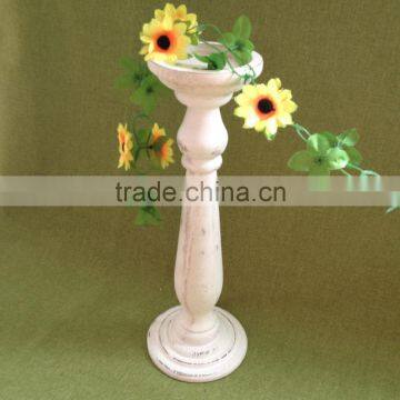 Trade assurance antique grey color handmade wedding decorative small wood candle holder