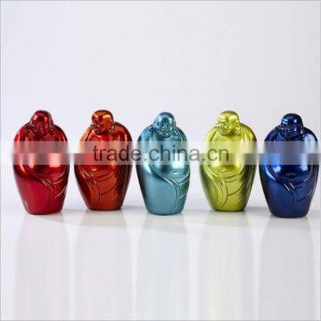 Happy colorful plated small laughing buddha figurine