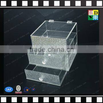 2016 Diamond Handle Clear Acrylic Makeup Drawer Box with wholesale factory price