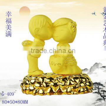 24k gold plated lover Figurines for wedding gift