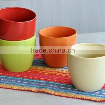 Ceramic flower pot, flower pot with solid color, plant pot