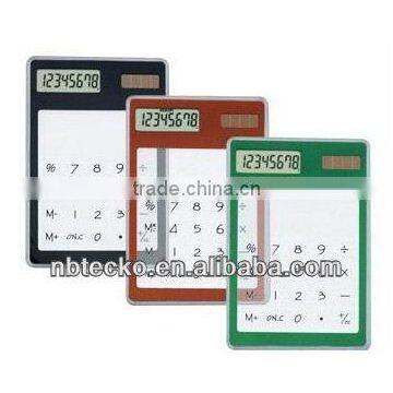 Plastic Touch Screen LCD 8 Digit Transparent Solar Calculator