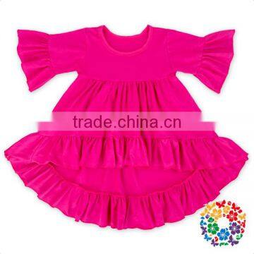 Soft Cotton Kids Girls Shirts Front Shorts Back Long Asymmetrical Unique Baby Girl Names Girls Ruffle Shirts photo-3