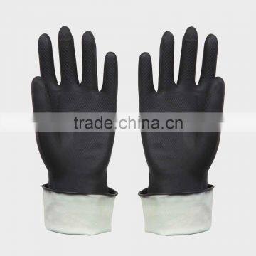 black orange Industrial Latex Glove/safety black latex glove