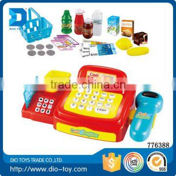 new Children plastic multifunctional supermarket b/o cash register toys