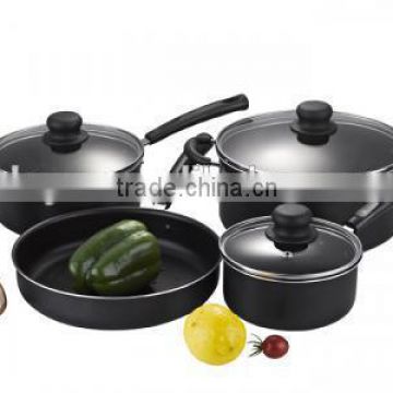 7pcs Black pressed aluminum nonstick cookware set kitchen utensil