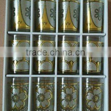 GH311 12pcs Glass Drinking Set with bronzing deco