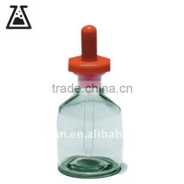 Dropping Bottle with ground-in pipette and latex rubber nipple glassware