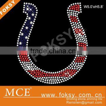 USA style horse shoe rhinestone iron on transfer