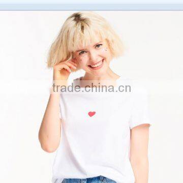 Lovely Heart Pattern Design Custom Printing 100% Cotton Custom O Neck Women White t Shirt photo-2