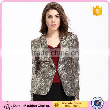 Domin fashion latest sequin fabric women coat Guangzhou factory