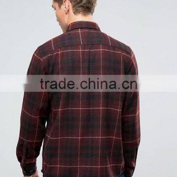 Long Sleeve Button Down Collar Mens Pre-Shrunk 85% Polyester 15% Wool Breathable Regular Fit Casual Check Print Shirts photo-2