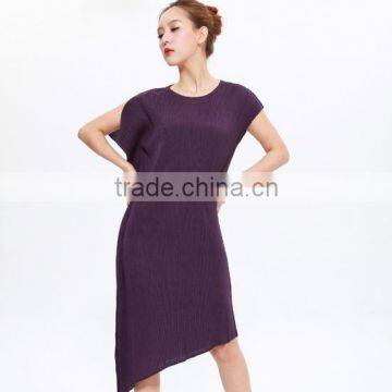 Irregular hem fashionable online store pleated dress for women