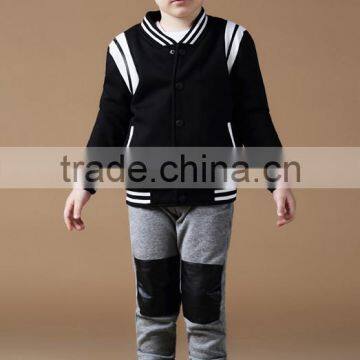 Children Boys Striped Sleeve and Hem Fleece Jacket photo-4