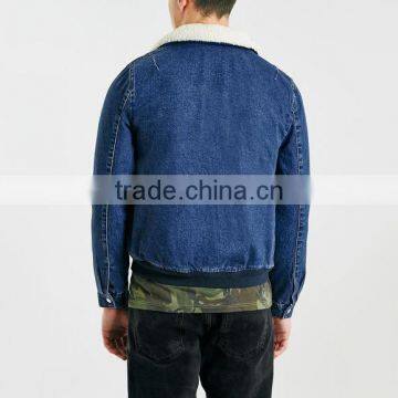 Man Fleece Jacket With Fleece Collar Black Denim Winter Jacket for Men photo-2