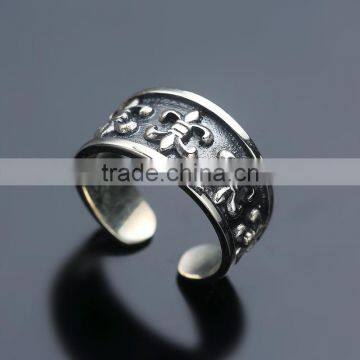 Personalized Cool Punk Jewelry Adjustbale Sterling Silver Flower Ring for Man photo-5