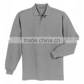 Wholesale Custom 100% Cotton Pique Mens Long Sleeve Polo Shirt photo-3