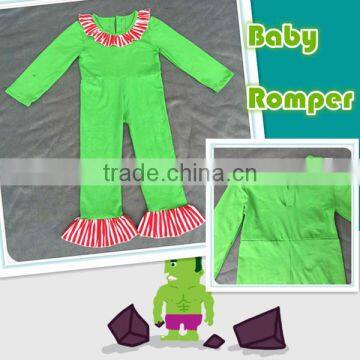 2016 High Quality! Wholesale Ruffle Romper Cute Baby Green Fog Romper