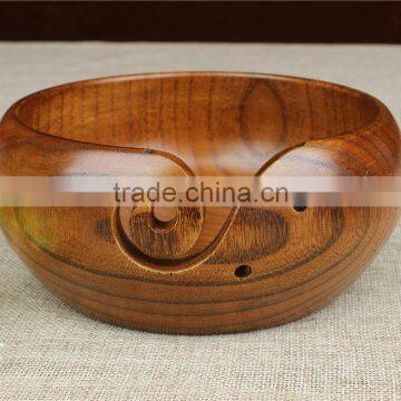 Handcrafted Eco-Friendly Portable Antique Wooden Wool Yarn Holder Bowl For Knitting photo-2