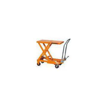 Folding Handle 500kg Double Scissor Manual Lift Table Platform / Scissor Lift Trolley