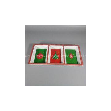 Three Compartment Rectangular Melamine Divided Tray