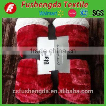 100% Polyester pv Plush With Sherpa for Blanket Printing Bamboo Strip Brushed Design photo-4