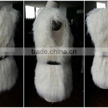 Lady Mongolian white fur coat