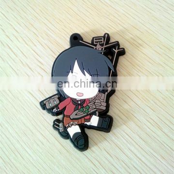 Japanese cartoon keychain rubber with metal keychain 2015