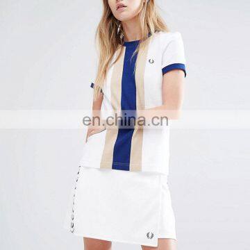 Bulk Wholesale Clothing Custom Women Top White T-shirts Curved Hem Tee Shirt photo-2