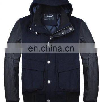 Latest Casual Design Wool and Leather Jacket For Men