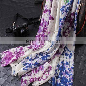 factory wholesale latest design custom thin pure wool printed scarves autumn fashion lady hollow woolen fringe wool scarf shawl