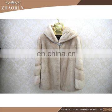 Wholesales China Genuine Dyed Mink Fur Coat Women Fur Garment Hooded Mink Fur Jacket