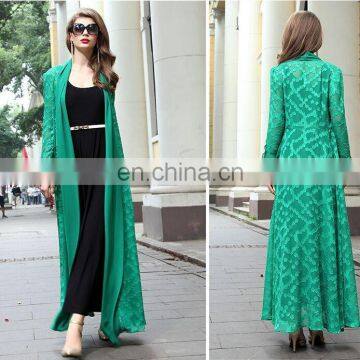 2016 new fashion lace Muslim Cardigan designs Women Lace Kimono Fashion new ladies long sleeve blouses Lace maxi blouse