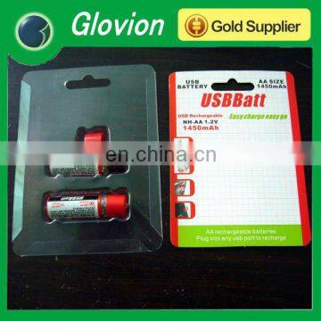 USBCELL AA Rechargable Battery 2 Cell Pack