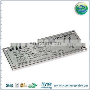 Supply Outdoor Etched Logo stainless steel Nameplate with Fixed Screw Holes