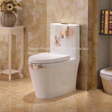 Chaozhou ceramic sanitary ware siphonic golden one piece wc toilet