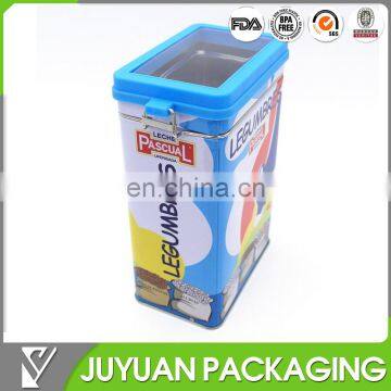 High quality plain metal square tin can with clear window wholesale