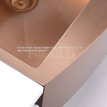 957023 HIGOLD PVD Rose Gold Nano SUS 304 Stainless Steel Handmade Sink Apron Sink Farmhouse Sink 1.2mm photo-5