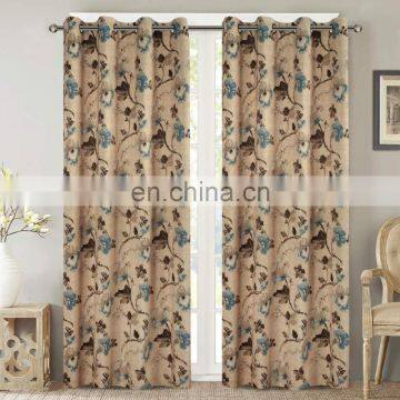 Vintage Brown Aqua Taupe Pattern Blackout Living Room/Bedroom Window Curtains