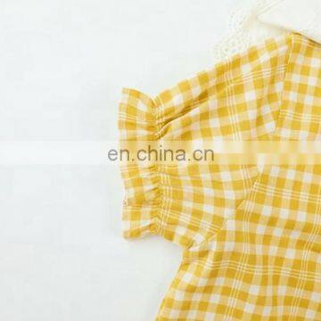 8278/Original Brand Luxury Kids Shirt Baby Girls Boutique Fresh Plaid Top With Lace Turn Down Collar photo-6