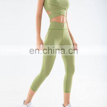 New Design Tie Knot Women Gym Yoga Sport Workout Clothing Sets Wear